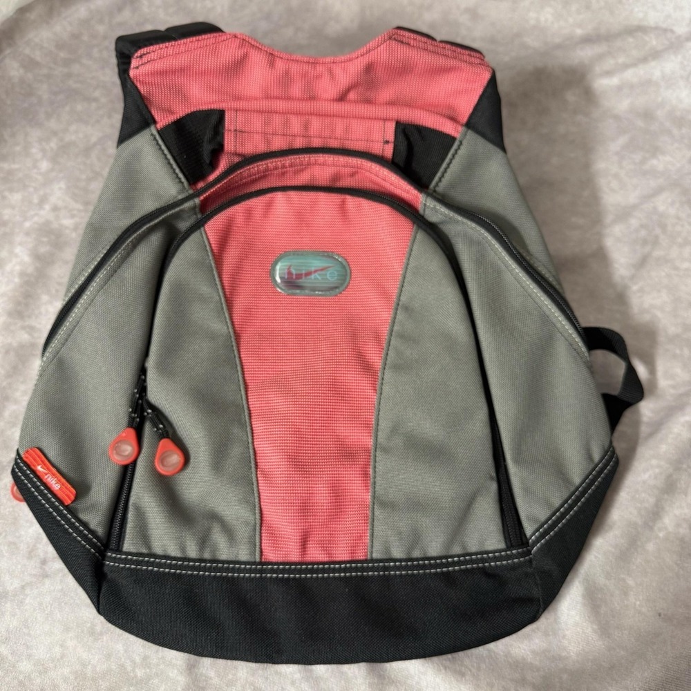 Vintage Nike Gray Pink 17in Backpack‎ Womens Travel Daypack Adjustable Straps